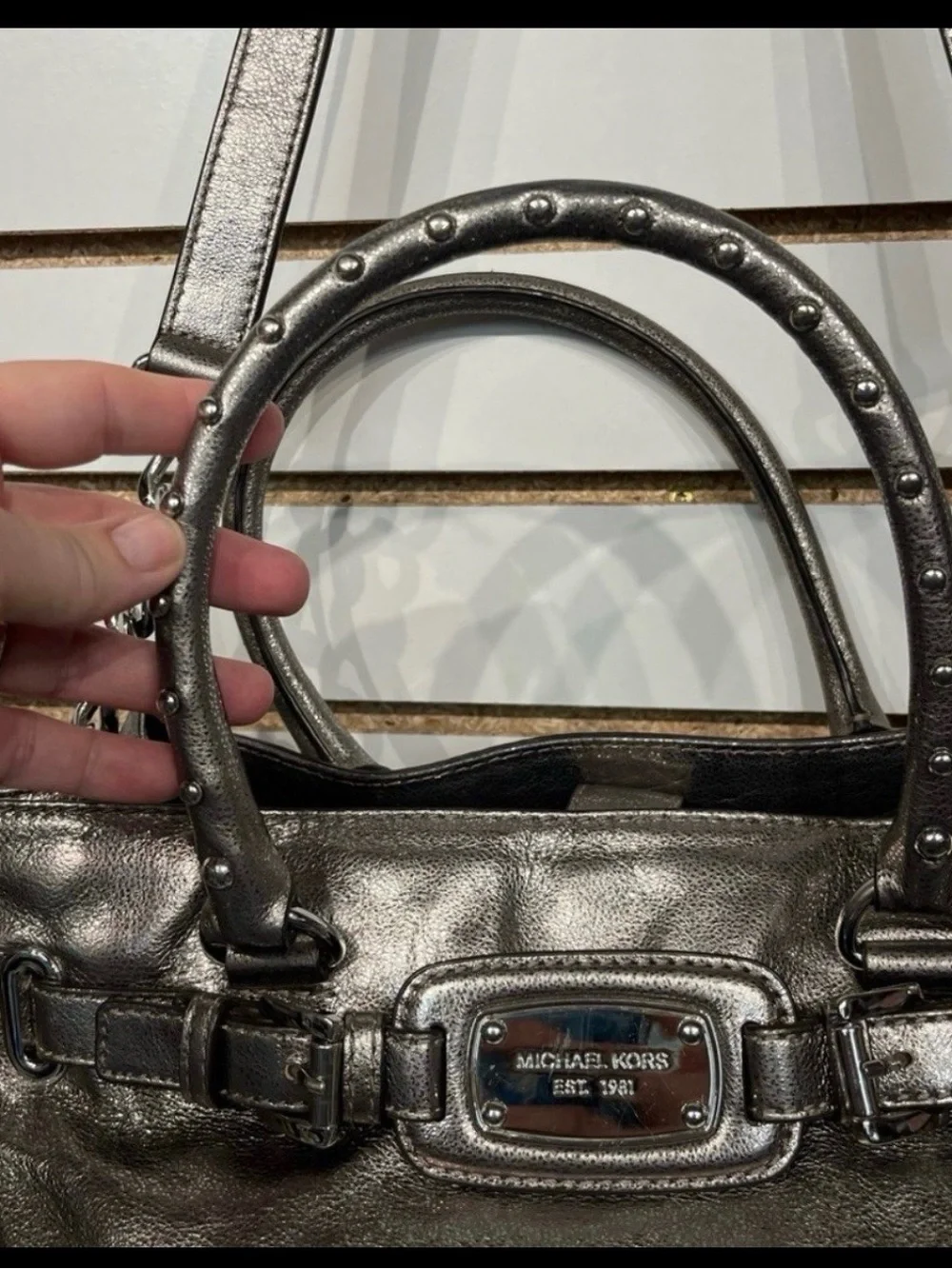 Michael Kors Metallic Gunmetal Shoulder Bag